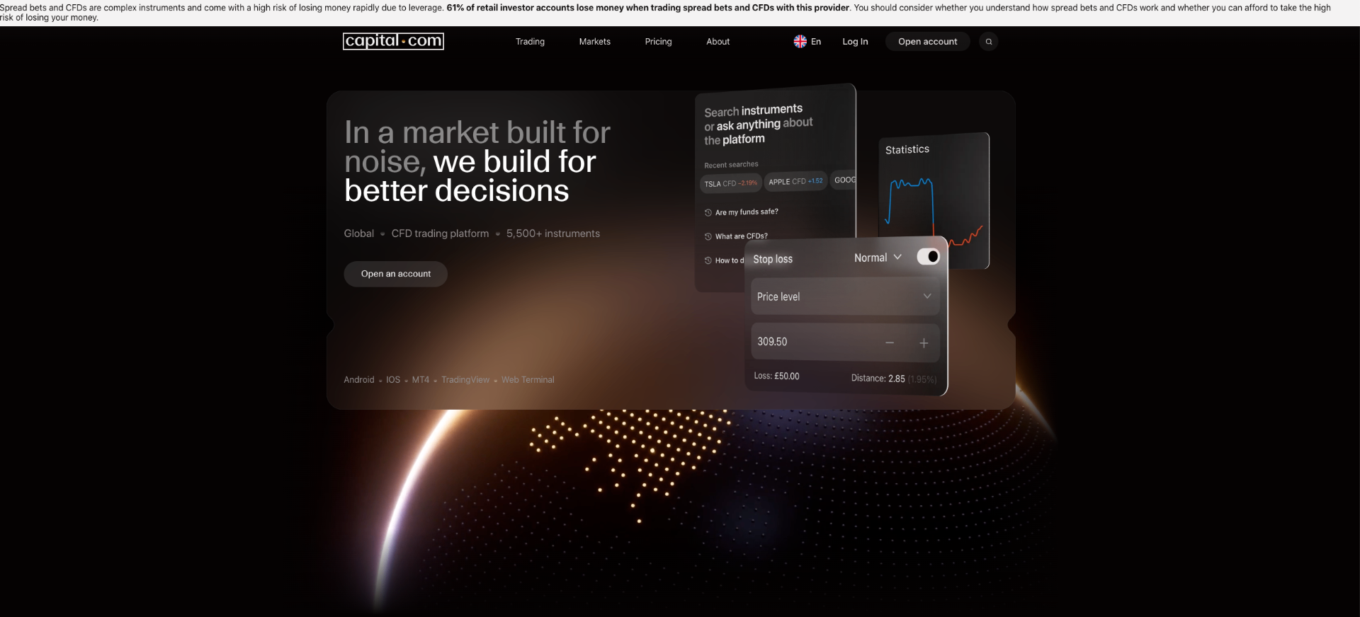 Capital.com UK homepage screenshot
