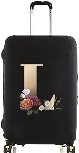 Initial Letter Printed Design Travel Trolley Case Cover Protector Washable Suitcase Cover Luggage Storage Covers for 18-28 Inch Luggage Cover (L (26-28 inch Luggage), gold S).