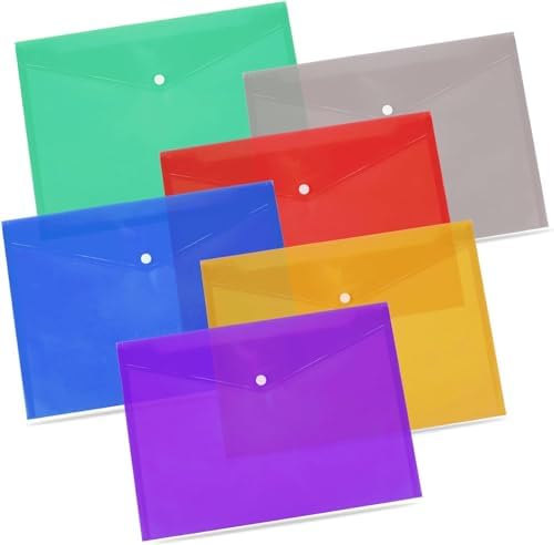 File Folders A4 Plastic Wallets Documents School Office Stationary Paper Filing (Pack of 5).