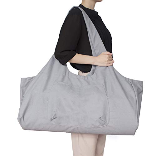 Extra Large Yoga Mat Bag Portable Carriers Bag with Big Open Pocket & Inner Zipper Pocket Women Men Large Capacity Tote Bag for Pilates Yoga Gym Sports Quality Canvas Yoga Bag Stores Mat/Accessories.