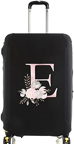 initial letter Printed Design Travel Trolley Case Cover Protector Washable Suitcase Cover Luggage Storage Covers for 18-28 Inch Luggage Cover (L (26-28 inch Luggage), Pink Flower S).