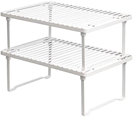 Amazon Basics Stackable Kitchen Storage Shelves, Metal, White