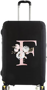 initial letter Printed Design Travel Trolley Case Cover Protector Washable Suitcase Cover Luggage Storage Covers for 18-28 Inch Luggage Cover (L (26-28 inch Luggage), Pink Flower S).