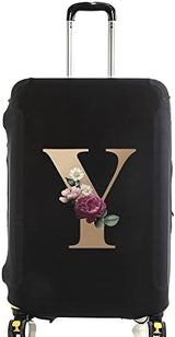 Initial Letter Printed Design Travel Trolley Case Cover Protector Washable Suitcase Cover Luggage Storage Covers for 18-28 Inch Luggage Cover (L (26-28 inch Luggage), gold S).