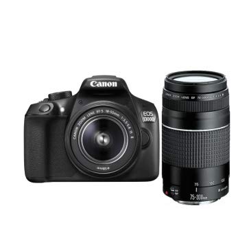 Canon EOS 1300D DSLR Camera with EF-S18-55 IS II F3.5-5.6 Lens and Canon EF 75-300mm f/4.0-5.6 III Lens (Renewed).