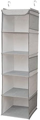 BrilliantJo Hanging Storage with 5 Shelves Wardrobe Closet Organiser, Storage Shelves Unit with 6 Pockets for Clothes - Grey(30 x 30 x 108cm)