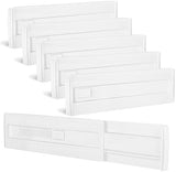 Yafe 6 Pack Drawer Dividers, Adjustable Drawer Organiser Divider(11.8&#34;-19.7&#34;), Extendable Plastic Drawer Dividers for Kitchen Bedroom Office Desk Dresser Cosmetic Clothing(Transparent)