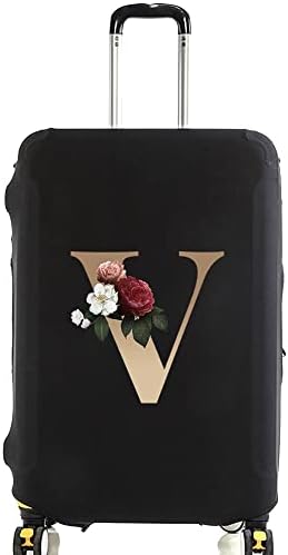 Initial Letter Printed Design Travel Trolley Case Cover Protector Washable Suitcase Cover Luggage Storage Covers for 18-28 Inch Luggage Cover (L (26-28 inch Luggage), gold S).