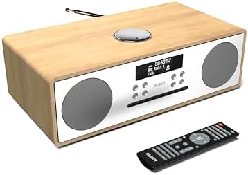 DAB+ Radio &amp; CD Player | Compact Wooden Hi-Fi Music System | Bluetooth Digital Home Stereo | FM, 20 Presets, Dual Alarm, &amp; Remote Control | AUX &amp; USB Input | USB Charging | MAJORITY Oakington (Oak)