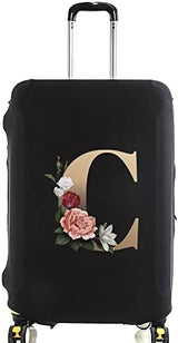 Initial Letter Printed Design Travel Trolley Case Cover Protector Washable Suitcase Cover Luggage Storage Covers for 18-28 Inch Luggage Cover (L (26-28 inch Luggage), gold S).