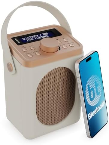 Portable DAB+ Radio with Bluetooth | 15 Hour Battery Playback and Mains Powered | Dual Alarm &amp; Snooze Function| 20+ Presets, LED Display, FM, Headphone Jack | MAJORITY Little Shelford (Black)