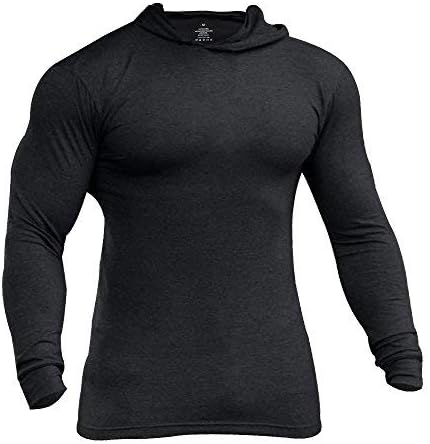 Mens Gym Slim Long Sleeve Bodybuilding Hoodies Sports Top Shirts Cotton and Spandex.