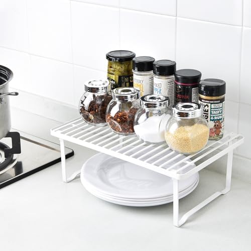 Amazon Basics Stackable Kitchen Storage Shelves, Metal, White