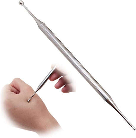 Dual Head Facial Reflexology Tools Stainless Steel Manual Acupuncture Pen Portable Body Point Probe Massage Tool Self-Massage Acupressure Bar.