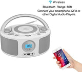 CD Radio Portable CD Player Boombox with Bluetooth,FM Radio,USB MP3 Playback,3.5mm AUX Headphone Jack and USB Input, CD-MP3/CD-R/CD-RW Compatible(WTB791)