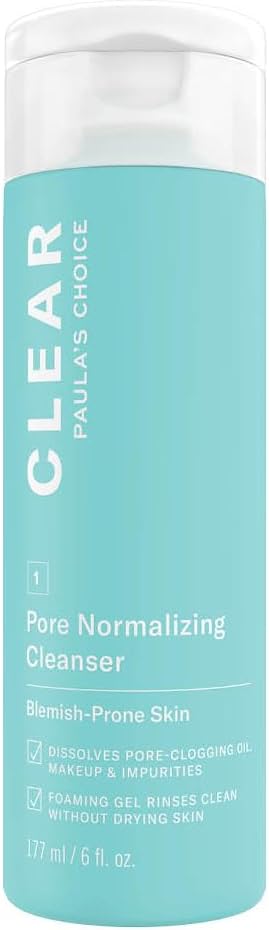 Paula's Choice CLEAR Pore Normalizing Cleanser - Cleansing Gel & Makeup Remover - Removes Pore Clogging Impurities & Blackheads - with Salicylic Acid - All Skin Types - 177 ml.