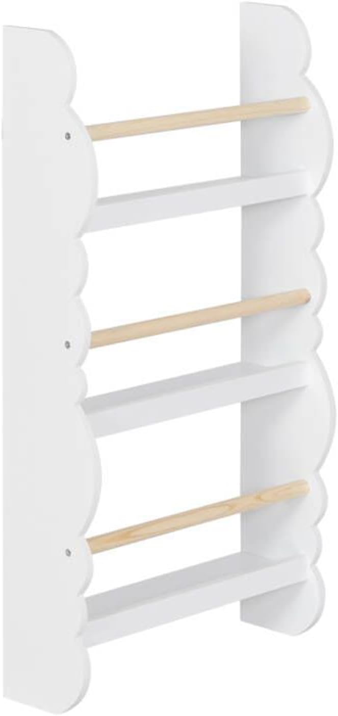 WOLTU Kids Bookcase Wall Shelf, 3 Tier Children's Bookshelf Storage Display Rack, Wooden Book Organizer for Children's Room, White, KR013ws.