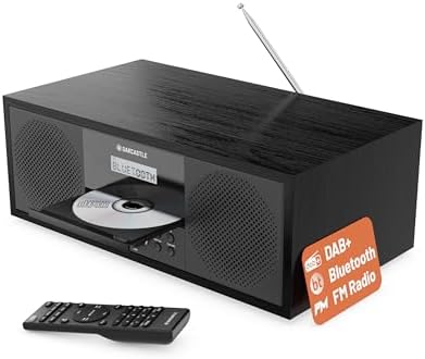 Bluetooth DAB+ Radio &amp; CD Player | Mains Powered 60 Watt Stereo Hifi System for Home | Inbuilt Speakers, LED Display | Dual Alarm, 20 Presets &amp; FM | USB, MP3, AUX | Remote Control | OAKCASTLE DAB500