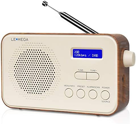 LEMEGA PR2 Portable DAB/DAB+ and FM Digital Radio,Personal Small DAB Radio, Alarm Clock,60 Preset Stations,Headphones-Out,Batteries or Mains Powered - Walnut