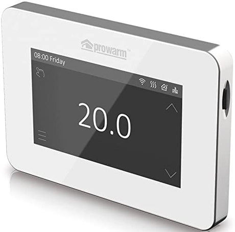 ProWarm Touchscreen Thermostat V2 (white) for underfloor heating.