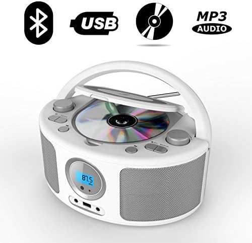 CD Radio Portable CD Player Boombox with Bluetooth,FM Radio,USB MP3 Playback,3.5mm AUX Headphone Jack and USB Input, CD-MP3/CD-R/CD-RW Compatible(WTB791)