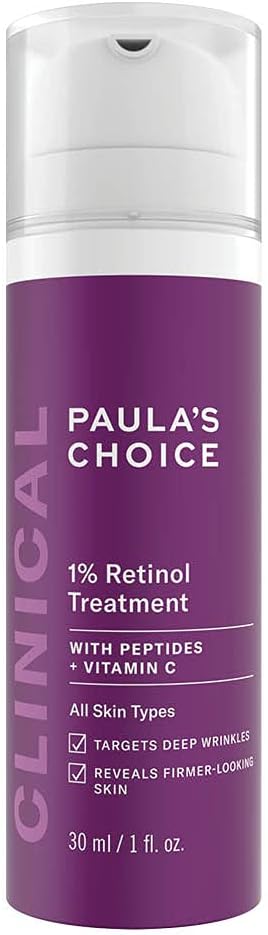 Paula's Choice CLINICAL 1% Retinol Treatment - Anti Aging & Skin Firming Serum for Face - Fights Wrinkles - with Vitamin C & Peptides - All Skin Types - 30 ml.