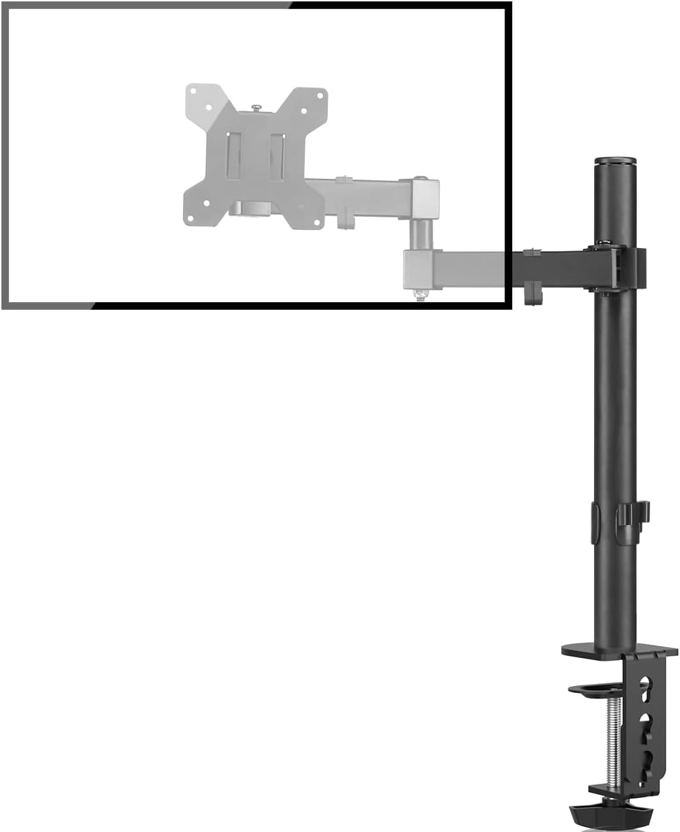 Single Monitor Arm Desk Mount, Max. Load 10kg, Adjustable Mount with Tilt Swivel Rotation for 13-32 inch LCD LED Screens, 2 Mouting Options, Vesa 75x75/100x100mm.