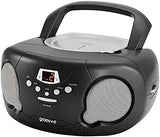 groov e Orginal Boombox - Portable CD Player with Radio, 3.5mm Aux Port, &amp; Headphone Socket - LED Display, 2 x 1.2W Speakers - Battery or Mains Powered - Black