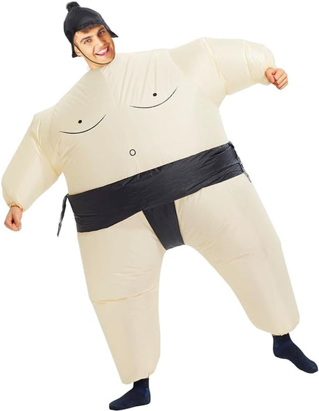 Rafalacy Inflatable Sumo Wrestler Suit Costume for Adult Blow up Halloween Costume Party Fat Suit Fancy Families Member Game Costume.