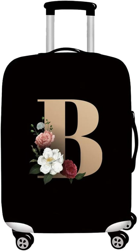 Initial Letter Printed Design Travel Trolley Case Cover Protector Washable Suitcase Cover Luggage Storage Covers for 18-28 Inch Luggage Cover (L (26-28 inch Luggage), gold S).