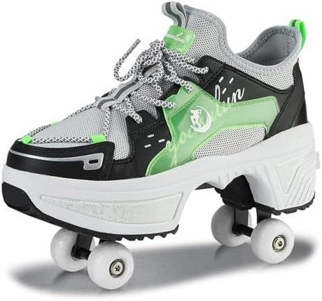 Roller Skate Shoes for Women, Shoes with Wheels with 4 Retractable Wheels, 2-in-1 Outdoor Roller Skates and Trainers, Roller Skate Shoes for Children, Teenagers, Girls, Boys.