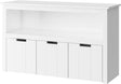 FOREHILL Kids Toy Storage Cabinet with Rolling Wheels 3 Drawers Children's Bookcase Storage Unit White for Living Room 102×33×61.5cm.