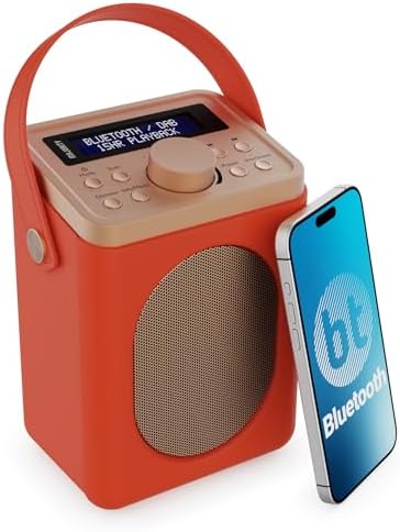 Portable DAB+ Radio with Bluetooth | 15 Hour Battery Playback and Mains Powered | Dual Alarm &amp; Snooze Function| 20+ Presets, LED Display, FM, Headphone Jack | MAJORITY Little Shelford (Black)