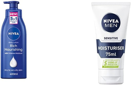 NIVEA Rich Nourishing Body Lotion (400ml), Rich 72H Hydration NIVEA Moisturiser for Dry Skin Made with Deep Moisture Serum and Almond Oil, Intensive Hydration NIVEA Body Lotion.