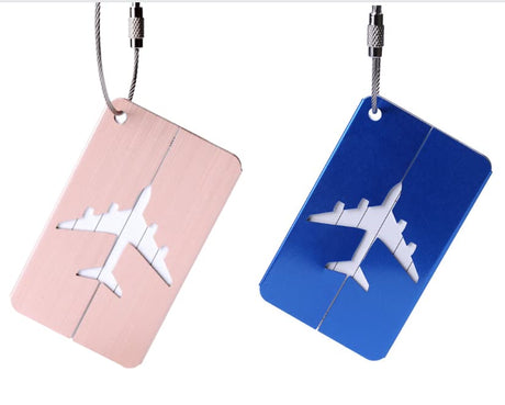 Vellichor 2 x His / Hers Aluminium Metal Luggage Tags for Travel Suitcase | Pink and Blue Strong Durable Secure Baggage Identifiers with Address Phone Number Plane or Cruise Travelling (1007123423).