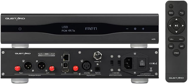 Gustard DAC-A26 AK4499EX*2+AK4191 MQA DAC, DSD512 PCM768kHz DAC/Streamer/Renderer, Digital USB/Optical/Coaxial/IIS/AES/LAN/Clock to RCA/XLR Audio Converter with Remote Control (Black).