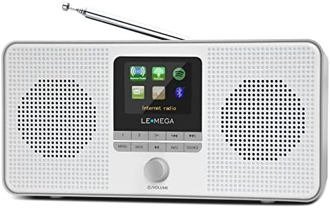 LEMEGA IR4S Stereo WIFI Internet Radio,Portable DAB/DAB+/FM Digital Radio,Spotify Connect,Bluetooth Speaker,Dual Alarms Clock,60 Presets,Headphone-Output,Batteries or Mains Powered - Grey