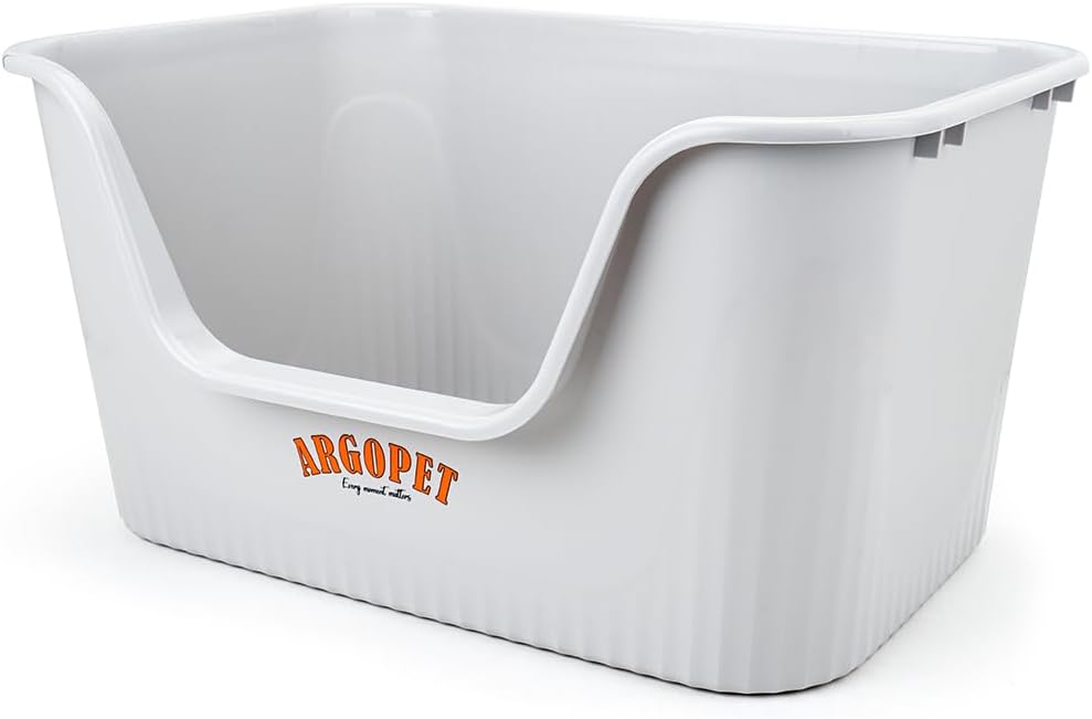 ARGOPET High Sided Cat Litter Tray Grey Box 64 x 45 x 33 cm Extra Deep Large Toilet Loo Kitten for Multi Cat Household,Deep Toilet Loo Adult Cats Kitten Pan Pet Loo.