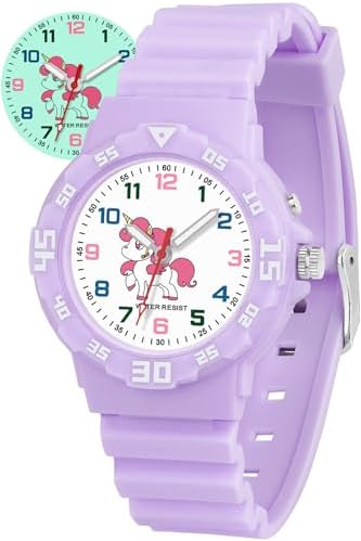 SOCICO Kids Watch with Light for Boys Girls Unicorn Dinosaur Watch 30M Waterproof Watch Easy to Read for 4-12 Years Old Brithday Gift Children's Day Christmas Day.