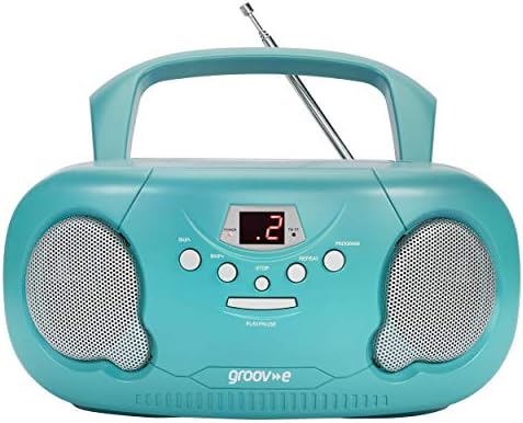 groov e Orginal Boombox - Portable CD Player with Radio, 3.5mm Aux Port, &amp; Headphone Socket - LED Display, 2 x 1.2W Speakers - Battery or Mains Powered - Black