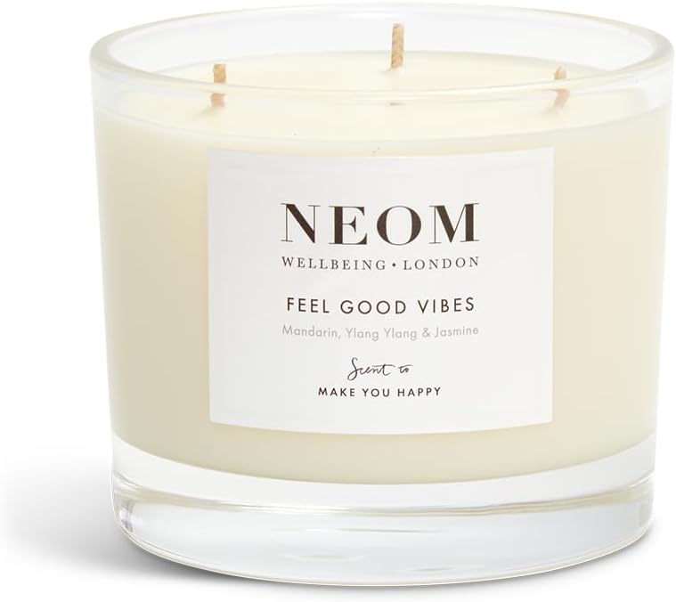 NEOM- Limited Edition Feel Good Vibes Candle (3 Wick) | Ylang Ylang, Madarin & Jasmine | Mother's Day | Gift.