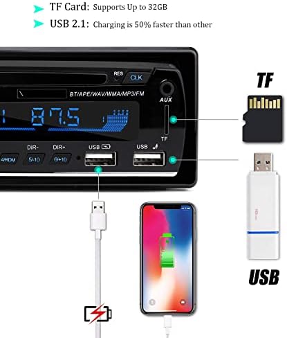 Car Radio Bluetooth Hands-Free, CENXINY 1 DIN Car Stereos with USB and CAR MP3 Player, 4x65W FM Radio, Support IOS and Android Phone (No CD player)