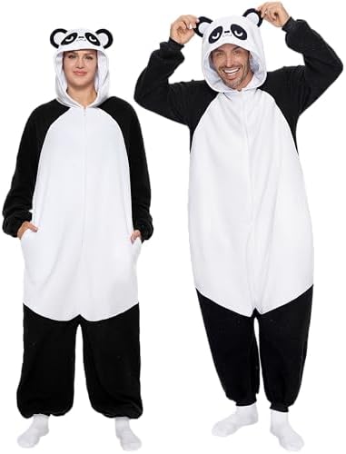 Spooktacular Creations Unisex Adult Pajama Plush jumpsuit One Piece Cow Animal Costume (M).