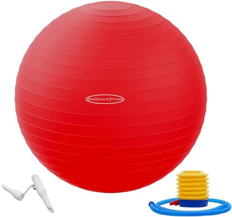 Signature Fitness Anti-Burst and Slip Resistant Exercise Ball Yoga Ball Fitness Ball Birthing Ball with Quick Pump, 2,000-Pound Capacity, Multiple Sizes.