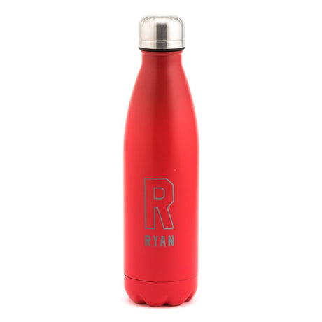 Personalised Name Metal Water Bottle - Insulated Drinks Flask For Him - Unique Birthday Gifts For Men - 500ml Coloured Metal Water Bottle.