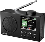 Mycket DAB Radio Portable, DAB Plus Digital Radio with Bluetooth, USB Rechargeable FM Radio, Battery Powered Small Radio, Dual Alarms Clock, Sleep Timer, 40 Presets Stations, 2.4&#34; Large Colour Display