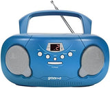 groov e Orginal Boombox - Portable CD Player with Radio, 3.5mm Aux Port, &amp; Headphone Socket - LED Display, 2 x 1.2W Speakers - Battery or Mains Powered - Black