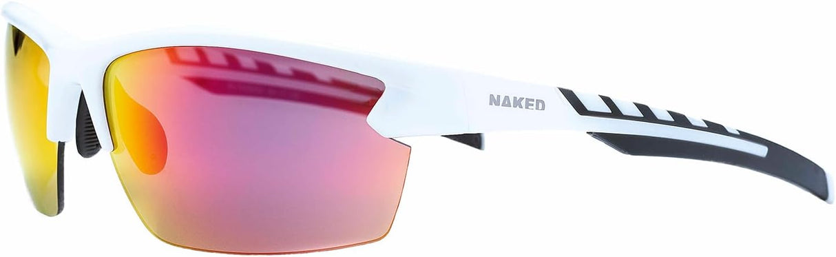 NAKED Optics Sports Glasses RUSH for Men and Women, Sports Sunglasses with Mirrored Lenses, Sunglasses for Cycling, Running, Triathlon, Beach Volleyball, and Hiking..