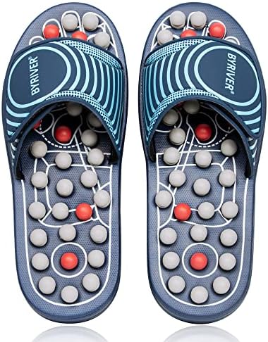 BYRIVER Acupressure Slippers Sandals Women Men, Reflexology Foot Massager for Pain and Circulation, Plantar Fasciitis Massager Gifts for Mum dad (03S).