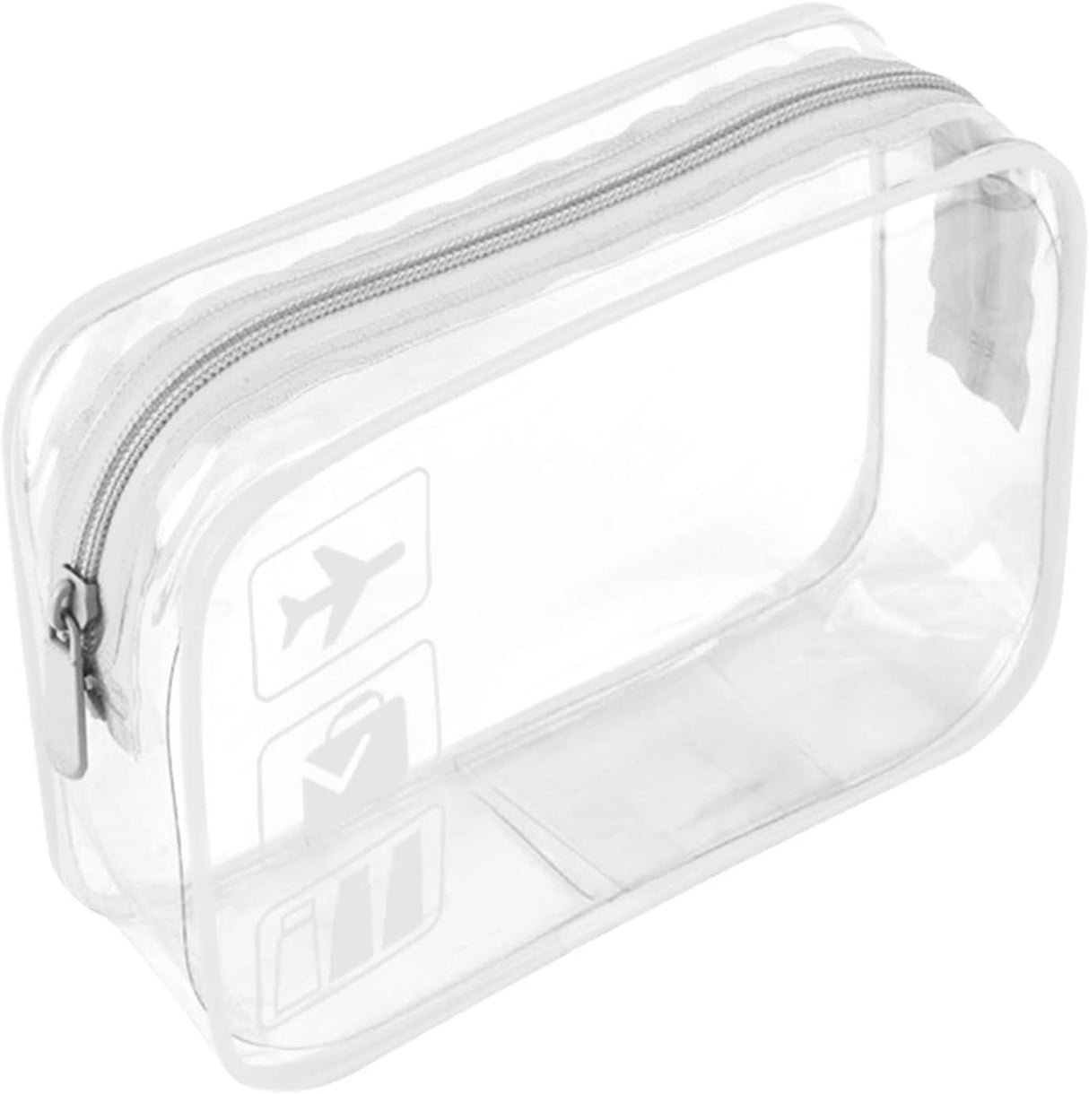 Clear Travel Toiletry Bag TSA Approved Quart Size Travel Bag Clear Airport Carry On Liquid Cosmetic Pouch Clear Shower Bag Transparent Security Toiletry Bags(White.